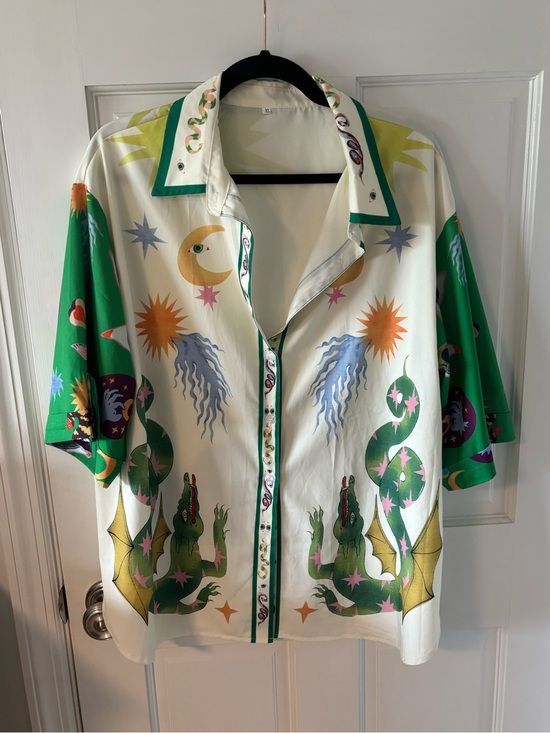 Other - Green & White Graphic Set - Short-Sleeve Shirt and Matching Shorts